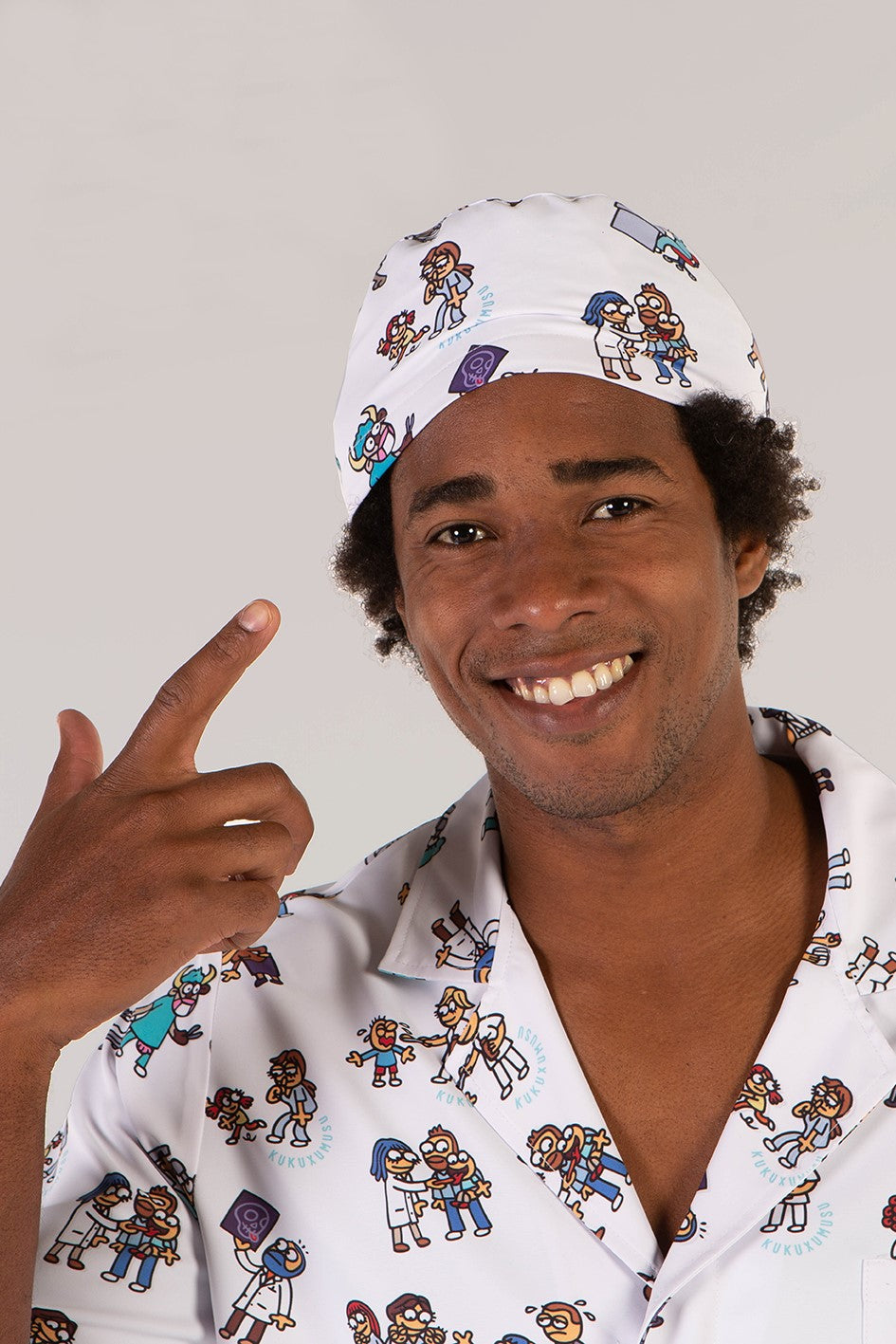 Cuffia unisex microfibra fantasia con elastico